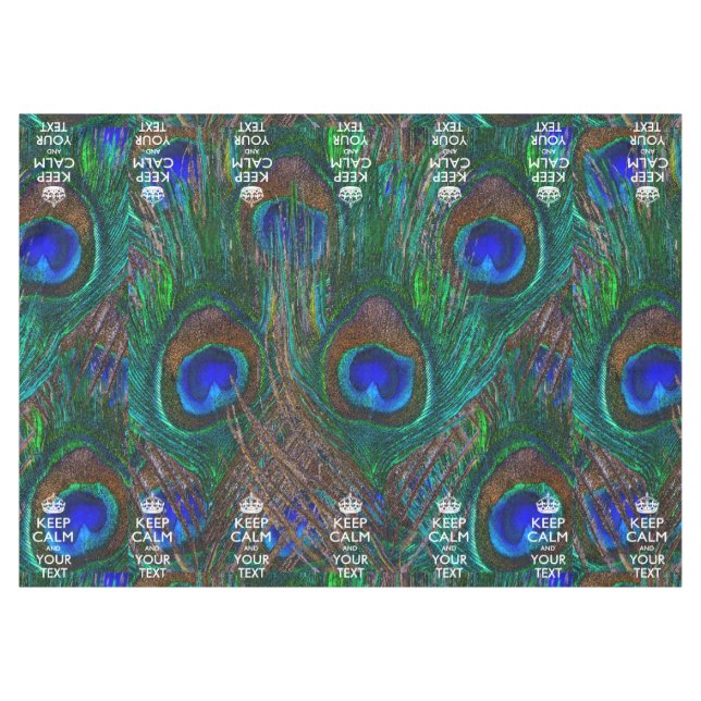 Personalized Keep Calm And Your Text Peacock Tablecloth (Front (Horizontal))