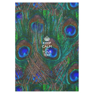 Personalized Keep Calm And Your Text Peacock Tablecloth