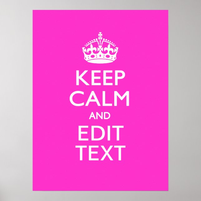 Personalized Keep Calm And Your Text Pink Decor (Front)