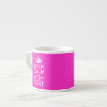 Personalized Keep Calm And Your Text Pink Decor Espresso Cup<br><div class="desc">A personalized hot pink accent Keep Calm and Carry On style saying on a custom gift. Humourous or whimsical try on your creative words on the two editable lines of text. Remember to use CAPITAL letters for best results. Embroidery designs are available in a wide selection of popular colour options....</div>