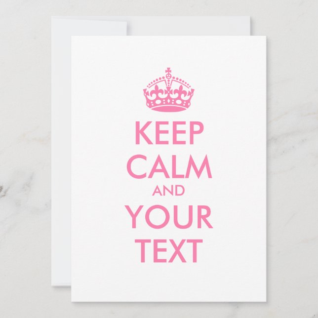 Personalized KEEP CALM and YOUR TEXT - pink words (Front)