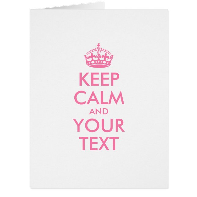Personalized KEEP CALM and YOUR TEXT - pink words (Front)
