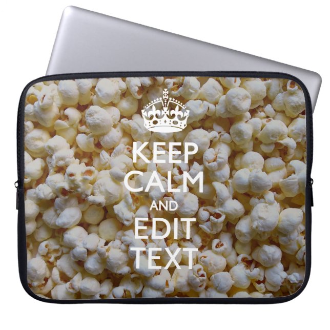 Personalized KEEP CALM AND Your Text Popcorn Laptop Sleeve (Front)