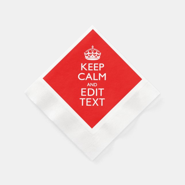 Personalized Keep Calm And Your Text Red Classic Napkin (Corner)