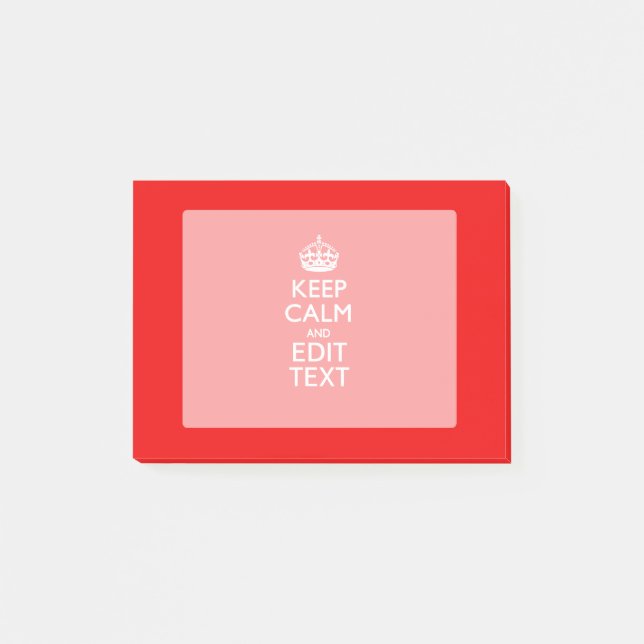 Personalized Keep Calm And Your Text Red Classic Post-it Notes (Front)