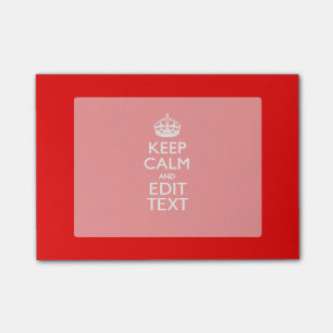 Personalized Keep Calm And Your Text Red Classic Post-it Notes