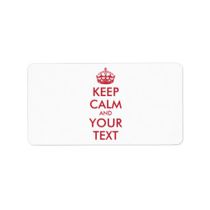 Personalized KEEP CALM and YOUR TEXT - red Label