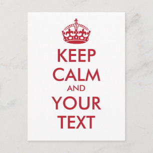 Personalized KEEP CALM and YOUR TEXT - red Postcard