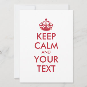 Personalized KEEP CALM and YOUR TEXT - red words