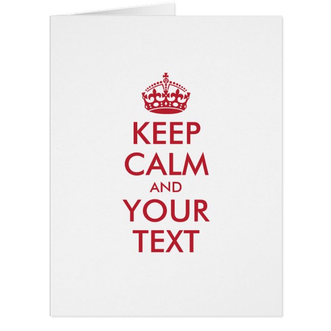 Personalized KEEP CALM and YOUR TEXT - red words (Front)