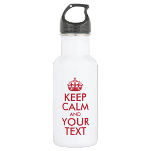 Personalized KEEP CALM and YOUR TEXT - red words 532 Ml Water Bottle