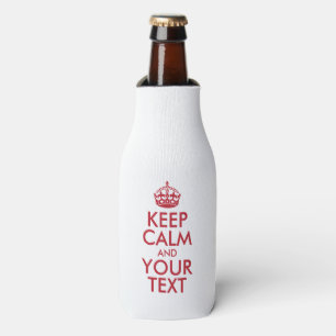 Personalized KEEP CALM and YOUR TEXT -red words Bottle Cooler