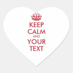 Personalized KEEP CALM and YOUR TEXT - red words Heart Sticker