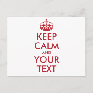 Personalized KEEP CALM and YOUR TEXT - red words Postcard