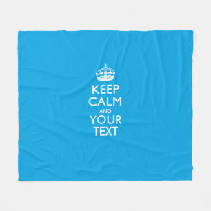 Personalized Keep Calm And Your Text Sky Blue Fleece Blanket