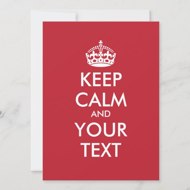 Personalized KEEP CALM and YOUR TEXT - white words (Front)