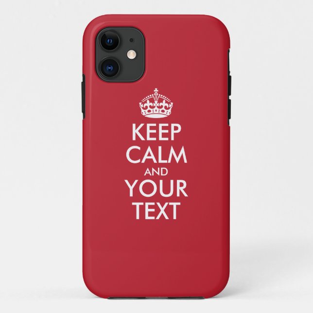 Personalized KEEP CALM and YOUR TEXT - white words Case-Mate iPhone Case (Back)