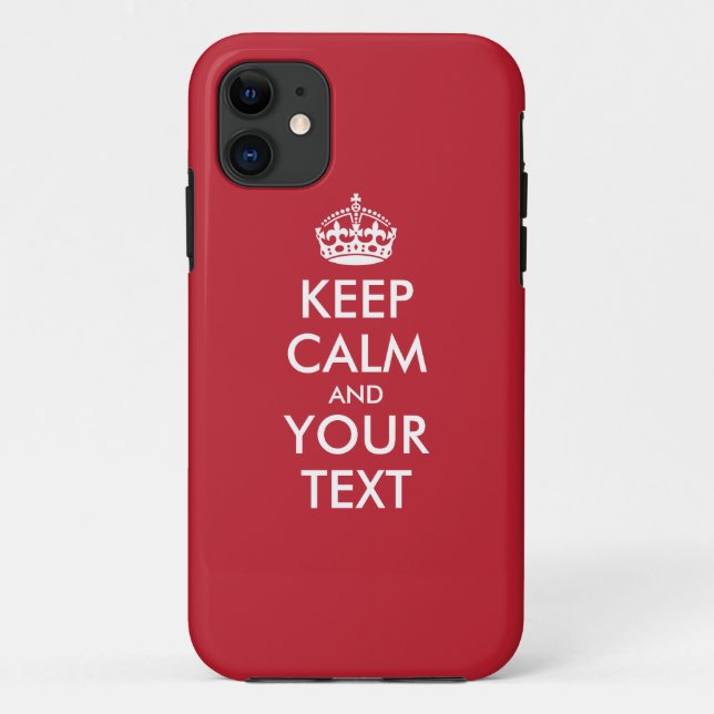 Personalized KEEP CALM and YOUR TEXT - white words Case-Mate iPhone Case (Back)