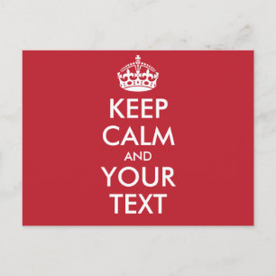 Personalized KEEP CALM and YOUR TEXT - white words Postcard