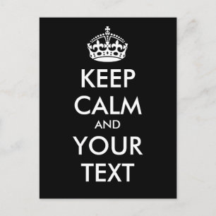 Personalized KEEP CALM and YOUR TEXT - white words Postcard