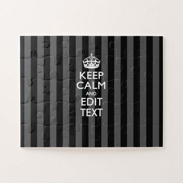 Personalized Keep Calm Black Stripes Decor Jigsaw Puzzle (Horizontal)