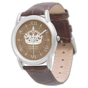 Personalized Keep Calm Crown on Chocolate Brown Watch