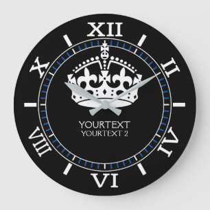 Personalized KEEP CALM Crown Text Black Dial on a Large Clock