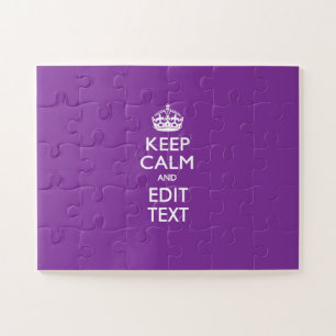 Personalized Keep Calm on Purple Decor Jigsaw Puzzle