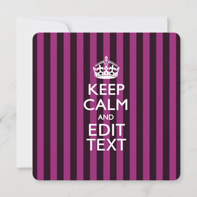 Personalized KEEP CALM Your Text Fuchsia Stripes (Front)