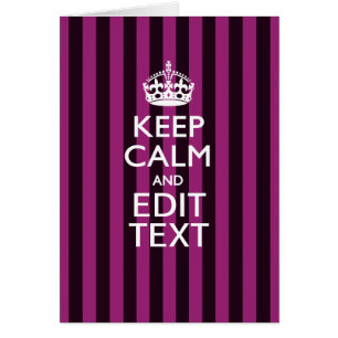 Personalized KEEP CALM Your Text Fuchsia Stripes