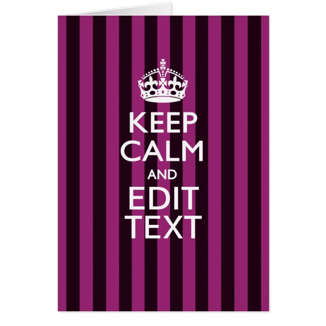 Personalized KEEP CALM Your Text Fuchsia Stripes (Front)
