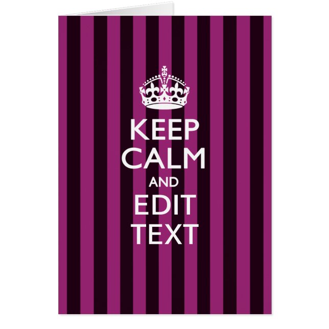 Personalized KEEP CALM Your Text Fuchsia Stripes (Front)