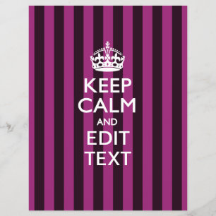 Personalized KEEP CALM Your Text Fuchsia Stripes Flyer