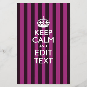 Personalized KEEP CALM Your Text Fuchsia Stripes Flyer