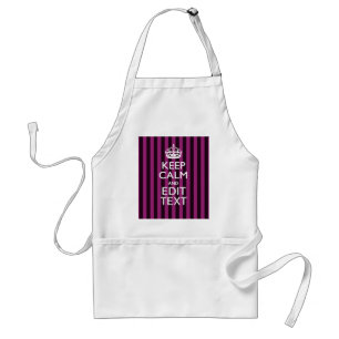 Personalized KEEP CALM Your Text Fuchsia Stripes Standard Apron