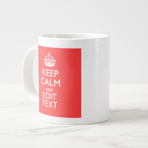 Personalized KEEP CALM Your Text in Coral Large Coffee Mug
