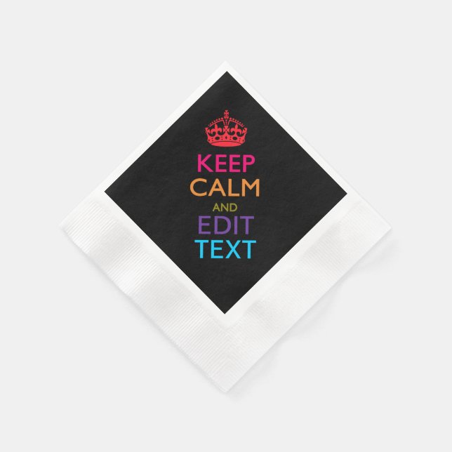 Personalized KEEP CALM Your Text Multicolored Napkin (Corner)