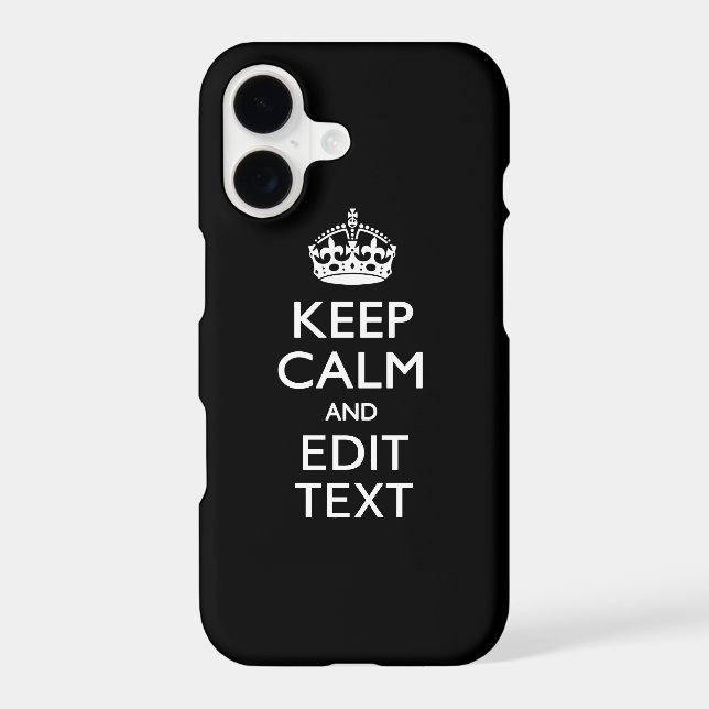 Personalized KEEP CALM Your Text on Black (Back)