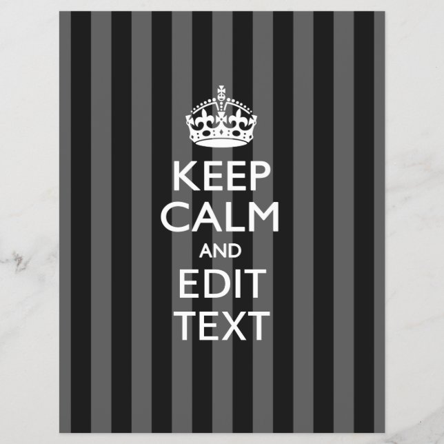 Personalized KEEP CALM Your Text on Black Stripes Flyer (Front)