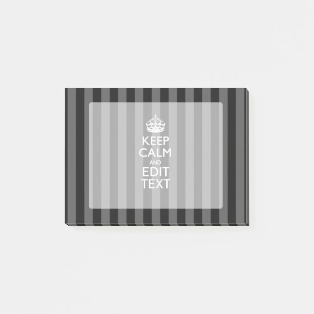 Personalized KEEP CALM Your Text on Black Stripes Post-it Notes (Front)