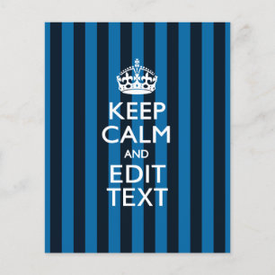 Personalized KEEP CALM Your Text on Blue Stripes Flyer