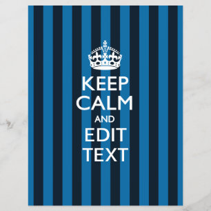 Personalized KEEP CALM Your Text on Blue Stripes Flyer