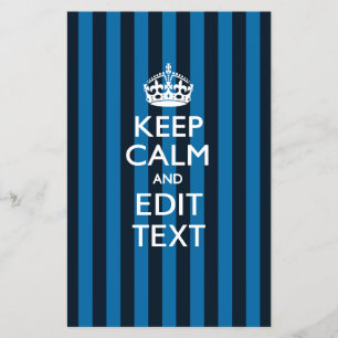 Personalized KEEP CALM Your Text on Blue Stripes Flyer
