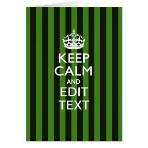 Personalized KEEP CALM Your Text on Green Stripes