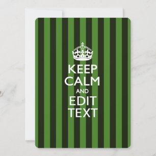 Personalized KEEP CALM Your Text on Green Stripes
