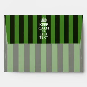 Personalized KEEP CALM Your Text on Green Stripes Envelope