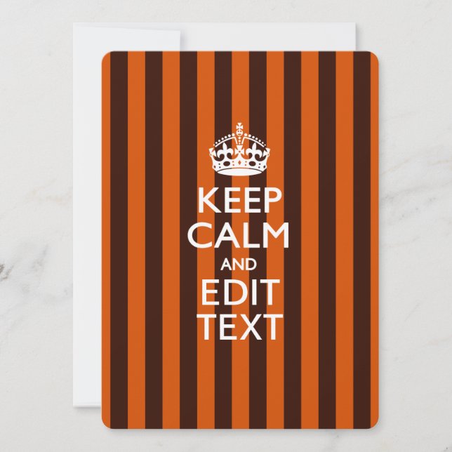 Personalized KEEP CALM Your Text on Orange Stripes (Front)