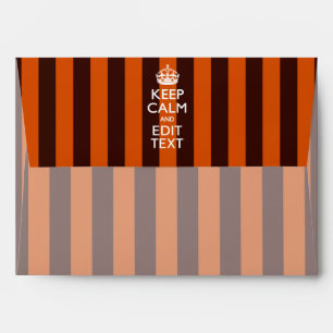Personalized KEEP CALM Your Text on Orange Stripes Envelopes