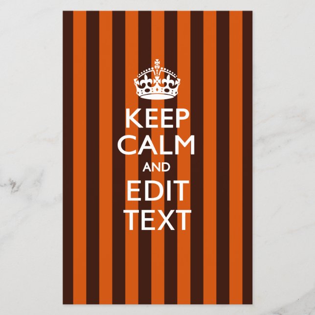 Personalized KEEP CALM Your Text on Orange Stripes Flyer (Front)