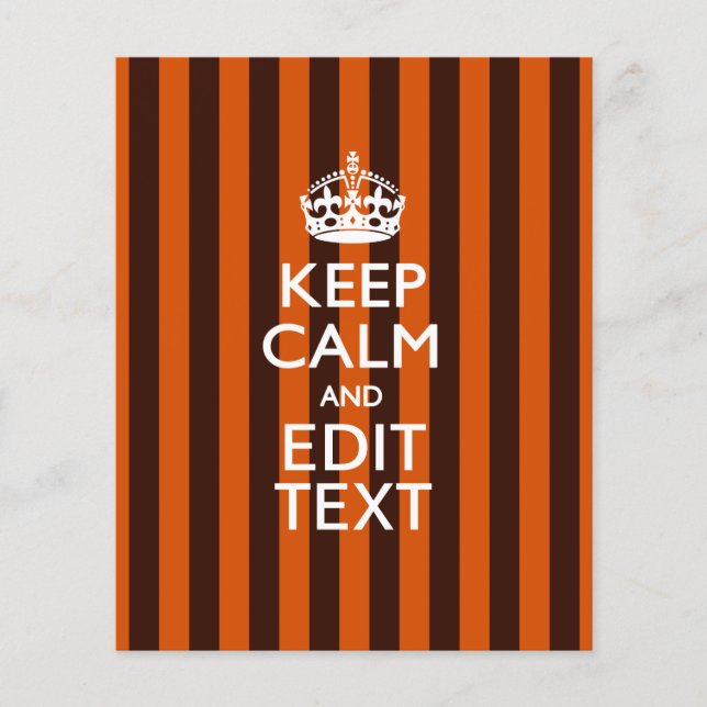 Personalized KEEP CALM Your Text on Orange Stripes Flyer (Front)